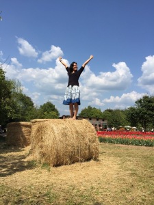 Kana got super excited about the bales of hay.